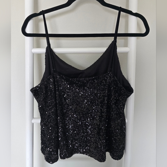 Steve Madden Black Sequin Camisole Size L Party Night Out - Picture 5 of 6